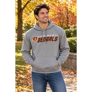 Cincinnati Bengals NFL Team Apparel Mens Size Large Gray Hoodie Sweatshirt